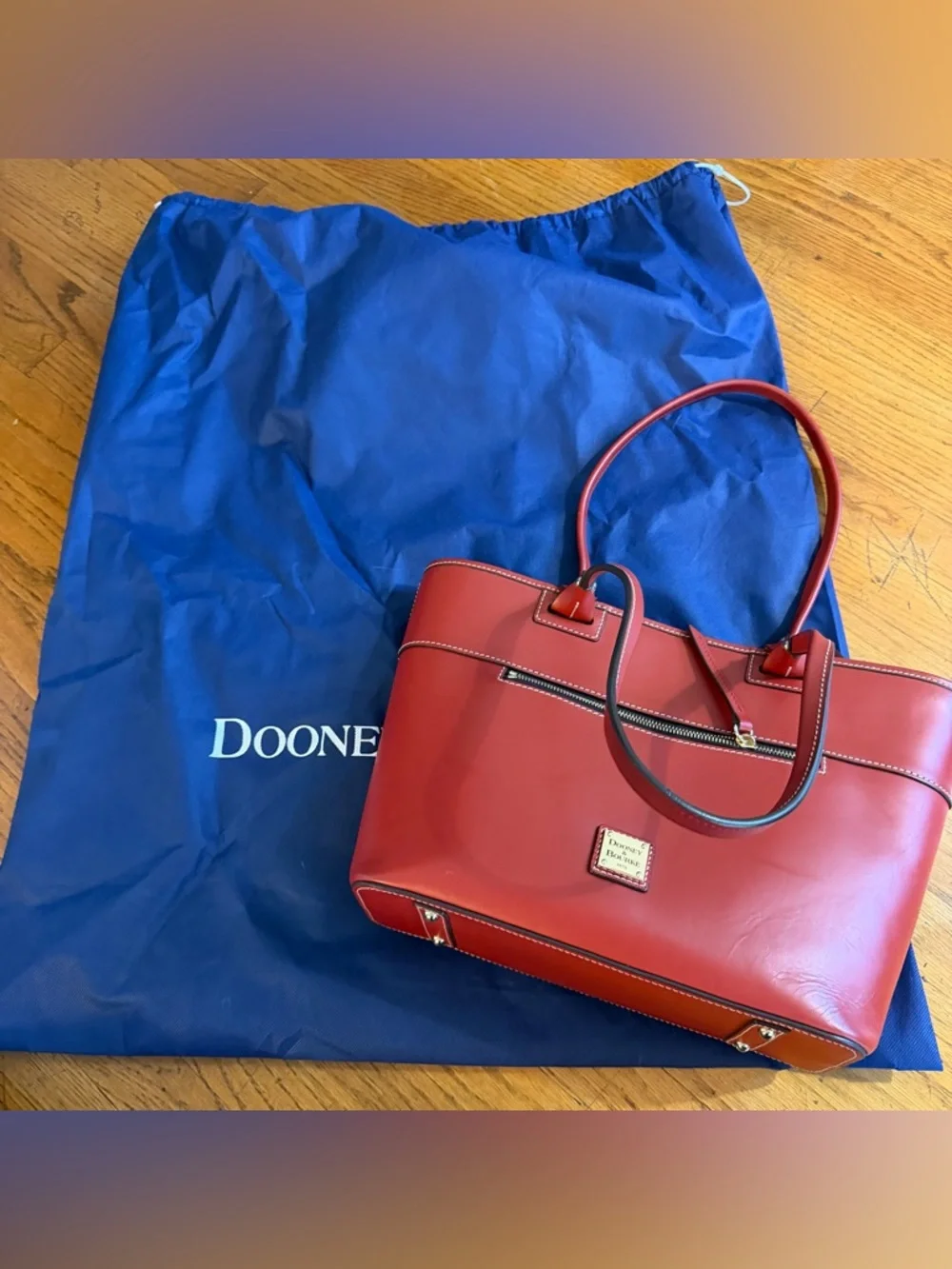 Dooney & Bourke Beacon Ziptop Smooth Leather Red Tote